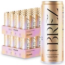 BREZ FLOW Lion’s Mane Mushroom Drink, 48-Pack, Non Infuse, Adaptogens, Alleviare, Alzare e Sociale, Spumante Lemon Elderflower Tonic 12 Fl oz