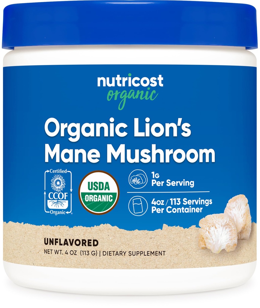 Nutricost Organic Lion's Mane Mushroom Powder 4oz - Zertifiziert USDA Organic
