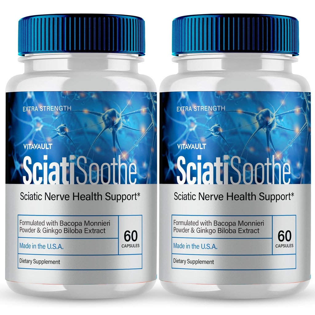 SciatiSoothe pour les capsules Sciatica, Sciati Soothe Nerve Health Support, SciatiSoothe Supplément Formule avancée, pilules de soutien Nerve - Force maximale - SciatiSoothe Reviews (2 Pack)