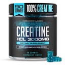 Kreatin HCL 3000mg Pro Servieren - Himbeere Aroma - Vegane Gummi (90 Count (Pack von 1), Himbeere)