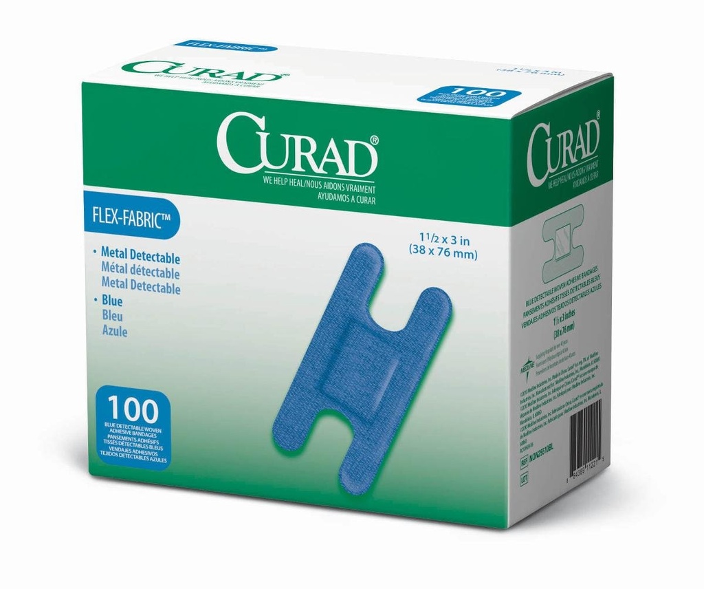 Curato Knuckle, Woven Blue Detectable Bandage, 100-Count