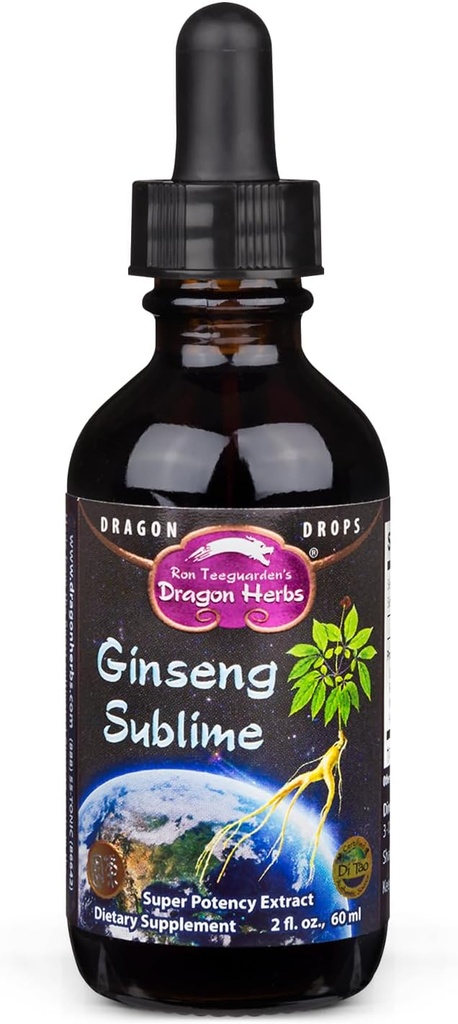 Dragon Herbs Ginseng Sublime gouttes de tout le supplément d'extrait naturel pour soutenir l'énergie, le stress, le focus, la peau, l'endurance, les poumons, la santé immunitaire