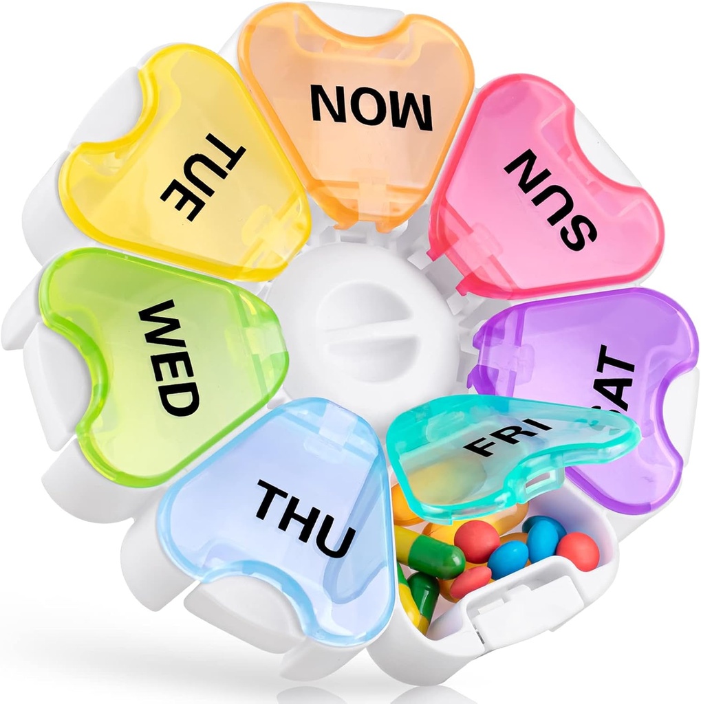Organisateur de pilules hebdomadaires avec conception de bouton-poussoir facile, Gélibo Large Pill Box 7 Day, Daily Pill Case Medicine Organisateur pour la vitamine, huiles de poisson, supplément Arthritis Friendly Nouvelle édition