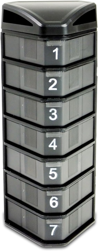 Deke Home - Stackable Pill Organizer 3 Mal pro Tag, 7 Tage Pill Dispenser, Wöchentliche Pille Organizer für Medikamente, Vitamin, Ergänzung, dauerhafte harte Hülle, sichere Schließung, BPA frei, einfach zu reinigen