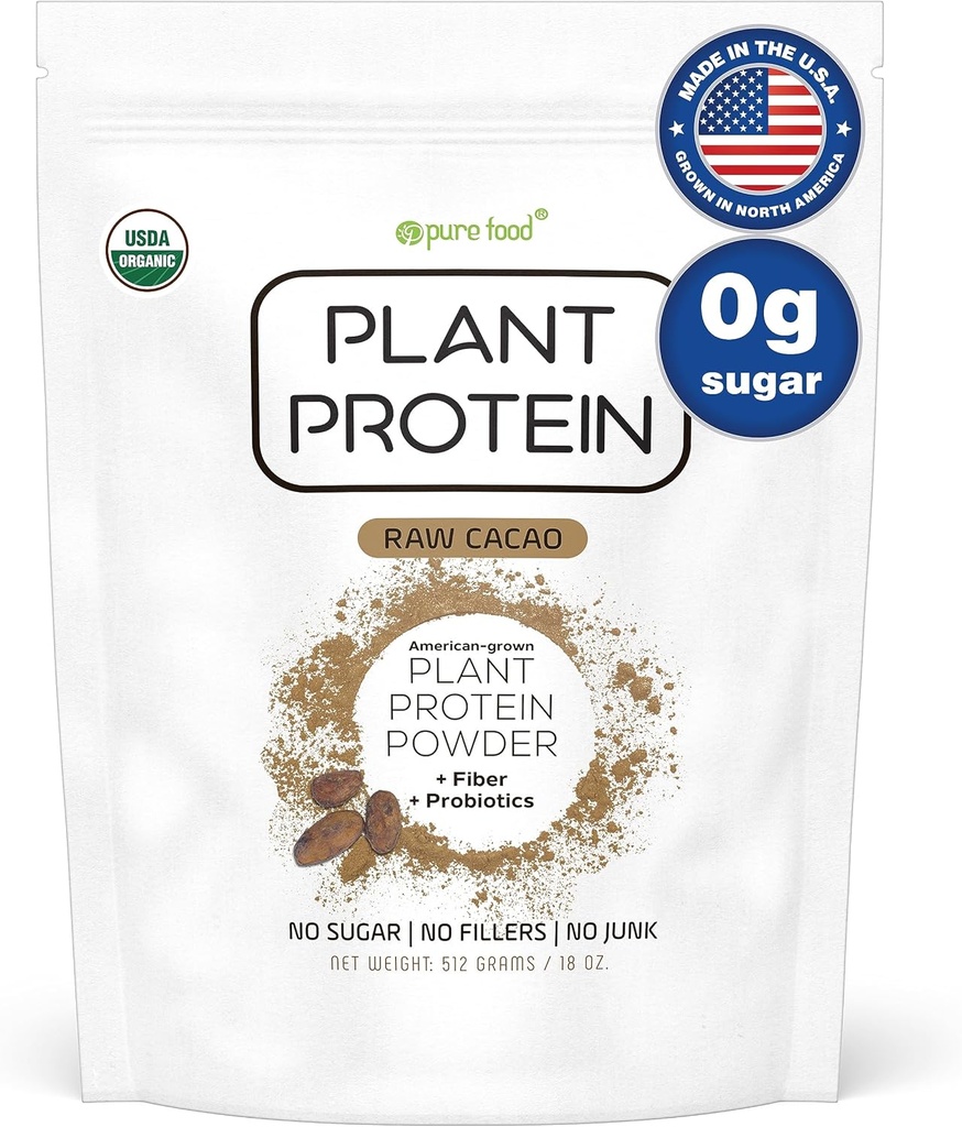 Pure Food: Polvere proteica a base vegetale con probiotici | Organici, puliti, tutti naturali, vegani, vegetariani, tutto Superfood Nutritional Supplement con nessun Additivi | Keto (Chocolate)