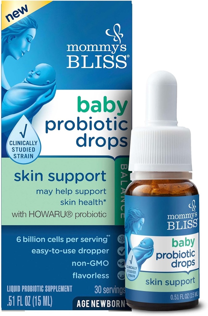Bliss bébé probiotique gouttes soutien de la peau, 6 milliards de cellules par service, âge: nouveau-né et jusqu'à, 15 ML (30 portions)