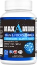 MaxAMind Brain Focus Formel - Premium Nootropic Brain Supplement, für Männer & Frauen - Koffeinfreie Fokus Formel Kapseln für Konzentration, Gedächtnisunterstützung, Verbesserung der psychischen Klarheit und Alertness