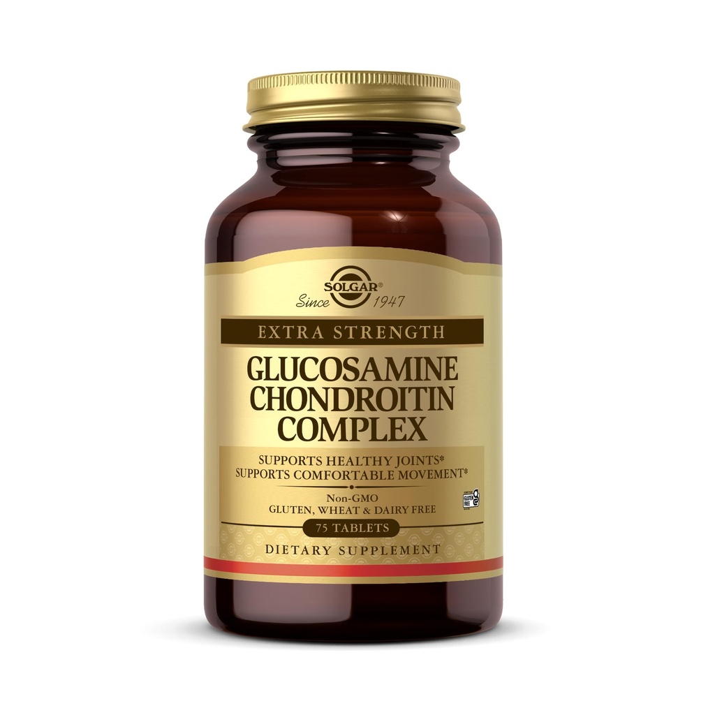 Solgar Extra Strength Glucosamine Chondroitin Complex - 75 Tablets - Unterstützt gesunde Gelenke & bequeme Bewegung - Non-GMO, Glutenfrei, Dairy Free - 25 Portionen
