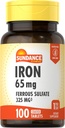 Sundance Iron Supplement Eisensulfat 325mg | 100 Tabletten | Vegetarisch, Non-GMO und Glutenfrei