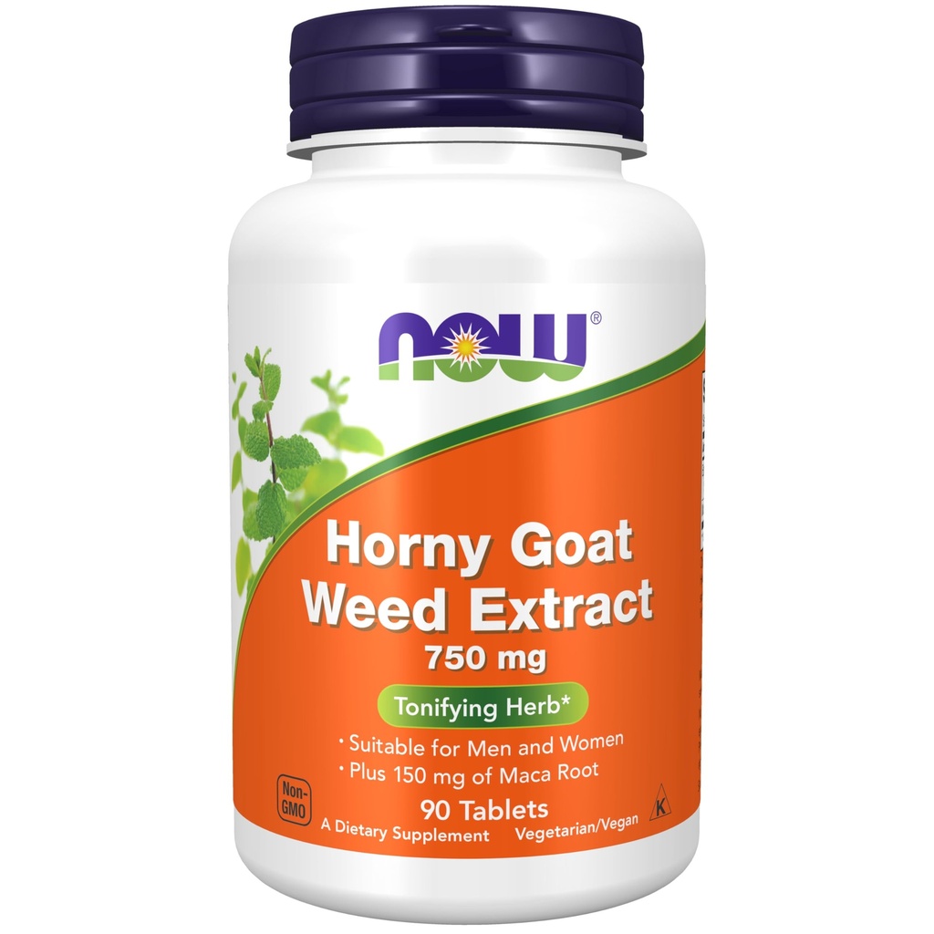 MAINTENANT Suppléments, Extrait d'herbe de chèvre horny 750 mg Plus 150 mg de racine de maca, Herbe tonifiante*, 90 comprimés