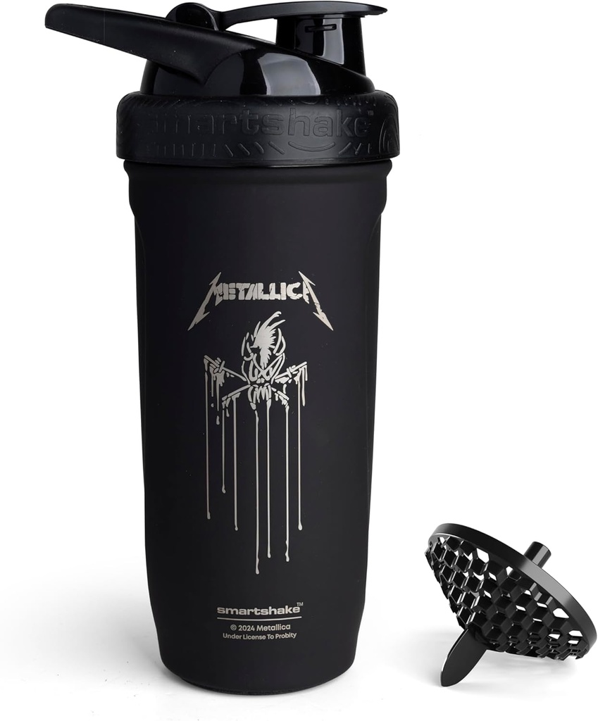 Smartshake Rockband Reforce Edelstahl Protein Shaker Bottle 900 ml | 30 oz - Lecksichere Schraub Lid - BPA Free - Nicht isoliert – Unisex (Metallica, Scary Guy Logo)