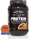 Ensemble alimentaire mondial: Black Magic Protéines de protéines multi-sources en poudre-Whey, Enzymes d'albumine d'oeufs, Caséine Micellar & MCT-Muscle Mass Gain Bodybuilding-Chocolate PB Puffs 2LB & Keychain