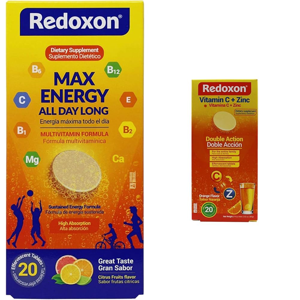 Redoxon Max Energy Citrus Effervescent Tabletten Immununterstützung Bundle Vitamin C Zink Effervescent Orange Immununterstützung Tablets