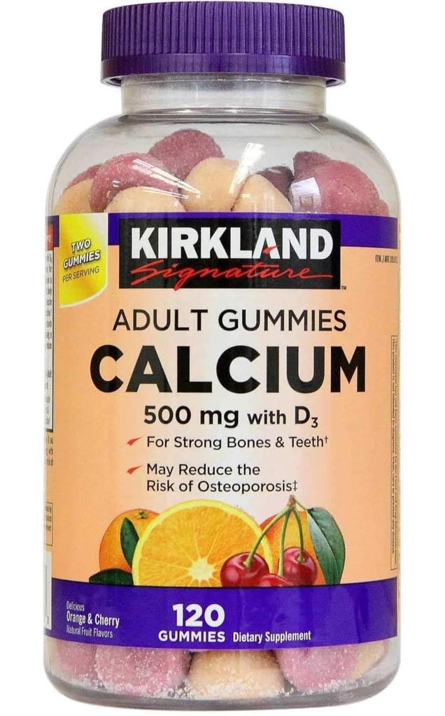 Kirkland Signature Chewable Calcium with Vitamin D3 Adult Gummies, 120 ct x 1 Bottle