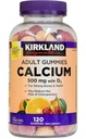 Kirkland Signature Calcium à croquer avec vitamine D3 Gummies adultes, 120 ct x 1 bouteille