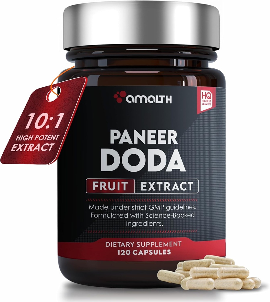 AMALTH Paneer Doda Extrakt 1000 mg, 120 Kapseln Non-GMO & Gluten Kostenlose Kräuter Ayurveda Ergänzung
