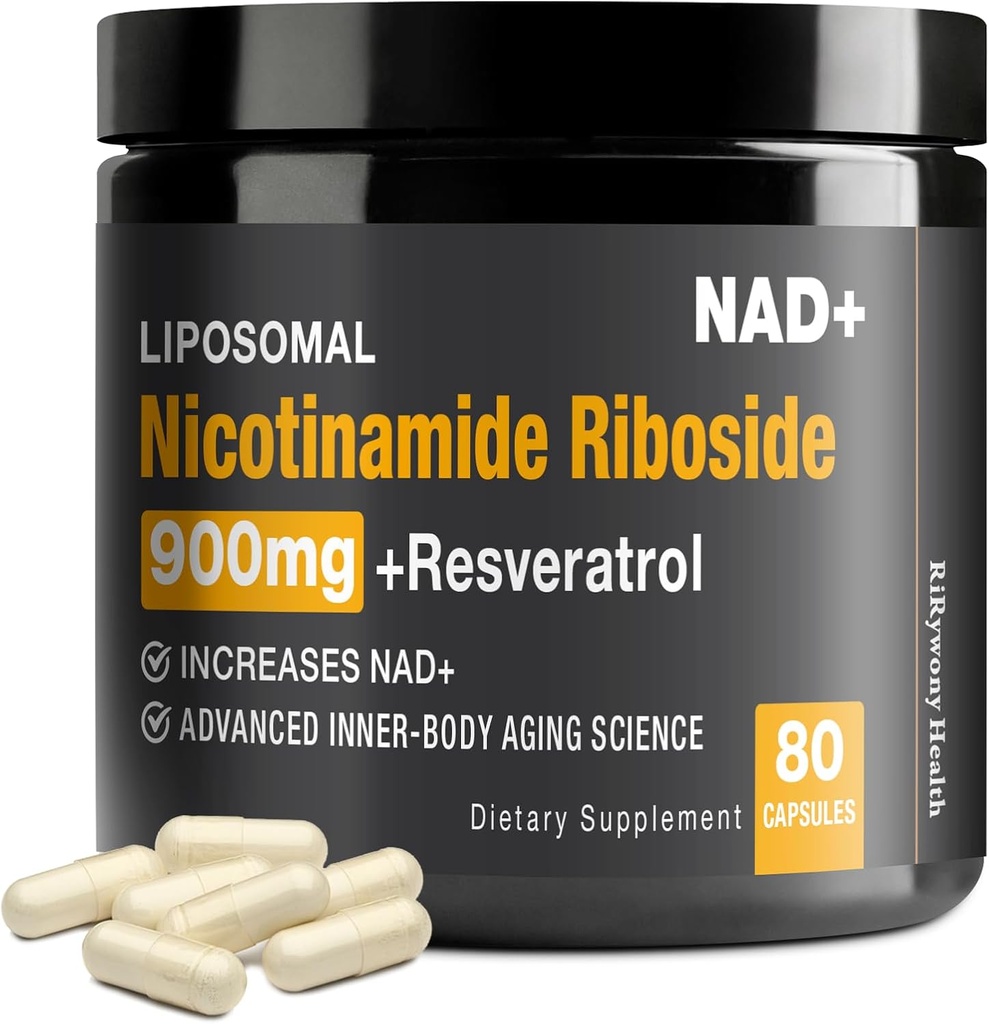 NAD+ Supplement - NAD+ mit Nicotinamid Riboside (NR) und Resveratrol Quercetin 900mg, 80 Kapseln, USA-063-0911XL-136NAD
