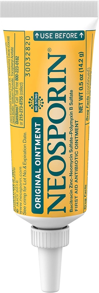 Neosporin Original Erste Hilfe Antibiotische Salbe mit Bacitracin Zink für Infektionsschutz, Wound Pflege Behandlung & Narben Aussehen Minimizer für Minor Cuts, Scrapes und Burns,.5 Unze