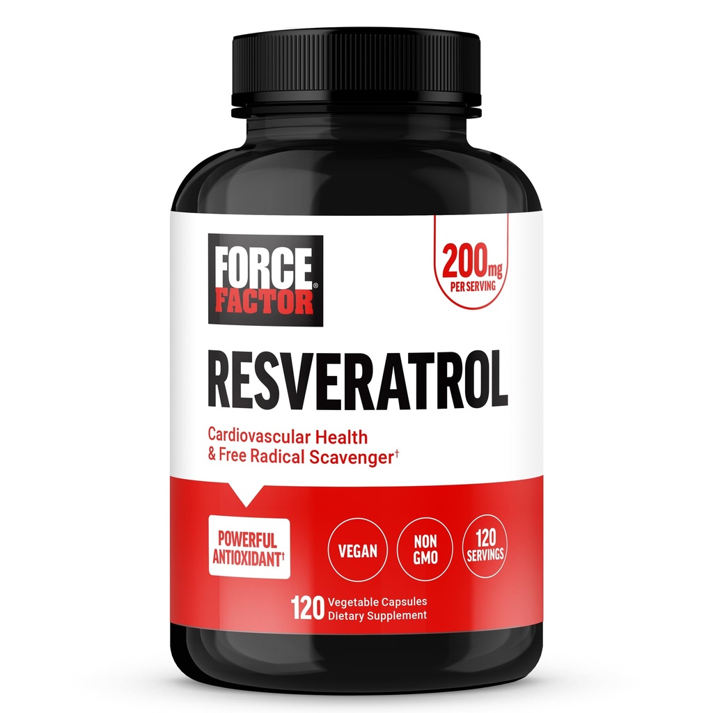 FORCE FACTOR Resveratrol Ergänzung zu unterstützen Herzgesundheit, Antioxidantien Ergänzung und freie Radikal Scavenger mit japanischen Knotweed, Vegan, Non-GMO, 120 Gemüse Kapseln