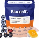 Blueshift Immune Ultra - 5-in-1 Immun-Support-Pulver-Getränk-Mischung, Immunabwehr-Vitamin-Ergänzung mit Vitamin C, Zink, Superfoods, Antioxidantien, Pre und Probiotics - Blueberry Acai Pods (14 Pack)