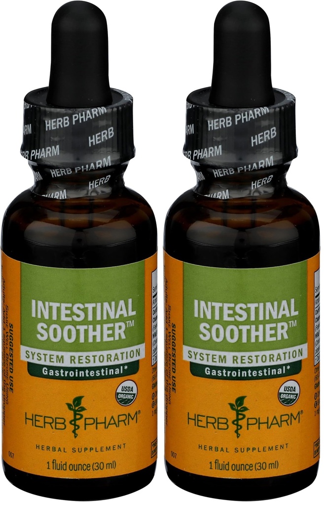 Herb Pharm Certificata Organic Intestinal Soother Liquid Herbal Formula con Estratto Turmerico - 1 Ounce (FIS01) (Pacchetto di 2)