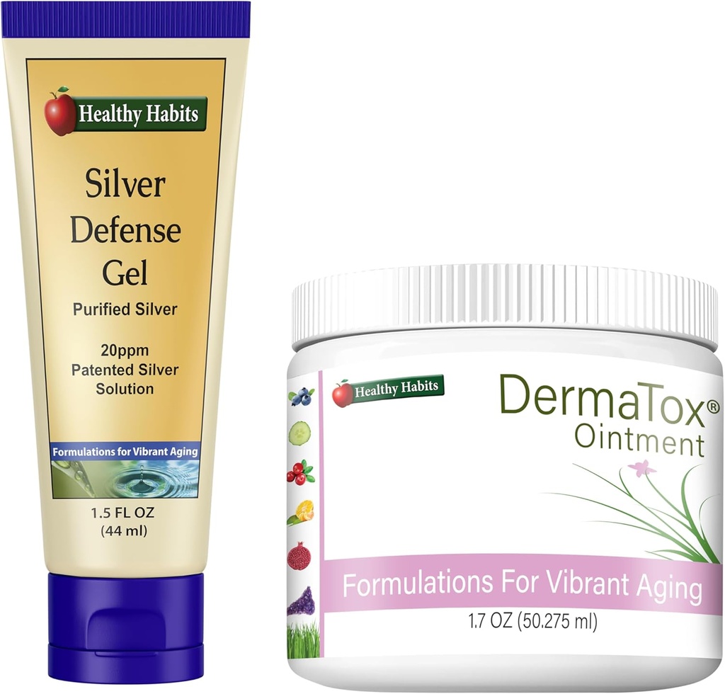 Gesunde Habits Skincare Bundle - 1.7oz DermaTox Salbe und 1.5 Unze Silber Defense Gel - All Natural, All Purpose, Safe and Effective Skin Nourishment