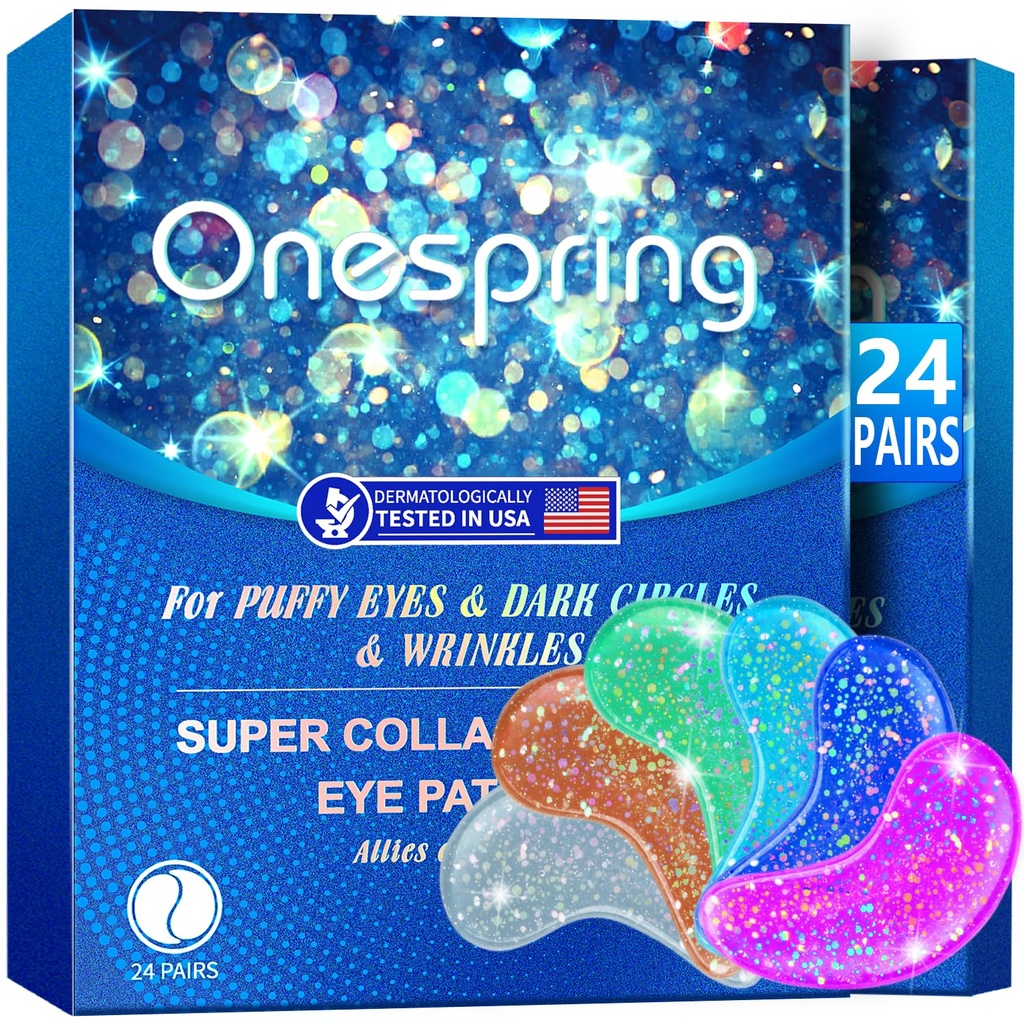 Eye Gel Pads (24 coppie) - Sotto Eye Patches per Occhi Puffy, Wrinkles, Cerchi Oscuri, Natural Collagen Eye Gel, Under Eye Mask Patches for Face to Soothe Puffiness, Eye Bags