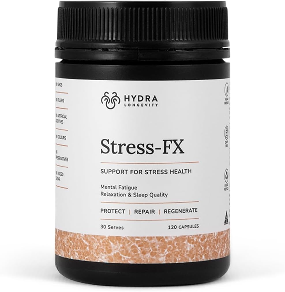 Supporto Stress-FX Stress & Mood Support Supplement, Formula di sollievo con Adaptogens, Ashwagandha, L-teanina, Vegan, Gluten-Free, 120 Capsule (30 Serve)
