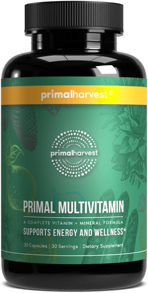Multivitamine primaire pour les femmes et les hommes Vitamine A, Vitamine C, Vitamine D et E, Vitamine B12, B6, Biotine, Suppléments de zinc (30 capsules)