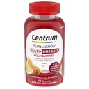 Centrum MultiGummies Multi+ Omega 3 double action, Multivitamine adulte, Supplément multivitamine/multiminérale/Oméga 3, Fraise/Lémon/arômes orange - 110 Nombre
