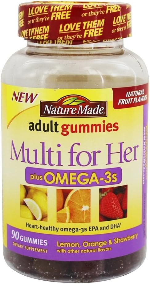 Natura fatta Multi per il suo più Omega-3 adulti Gummies, 90 Conte