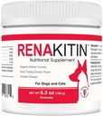 Suppléments de rein Renakitin pour chiens Chats - Contient Chitosan & Calcium Carbonate, Soutien Fonction Rein Optimal, Grande Dégustation d'arôme de poulet, 6,3 oz