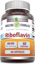 Erstaunliche Formeln Riboflavin (Vitamin B2) Ergänzung | 400 Mg pro Servieren | 60 Kapseln | Non-GMO | Glutenfrei | Made in USA