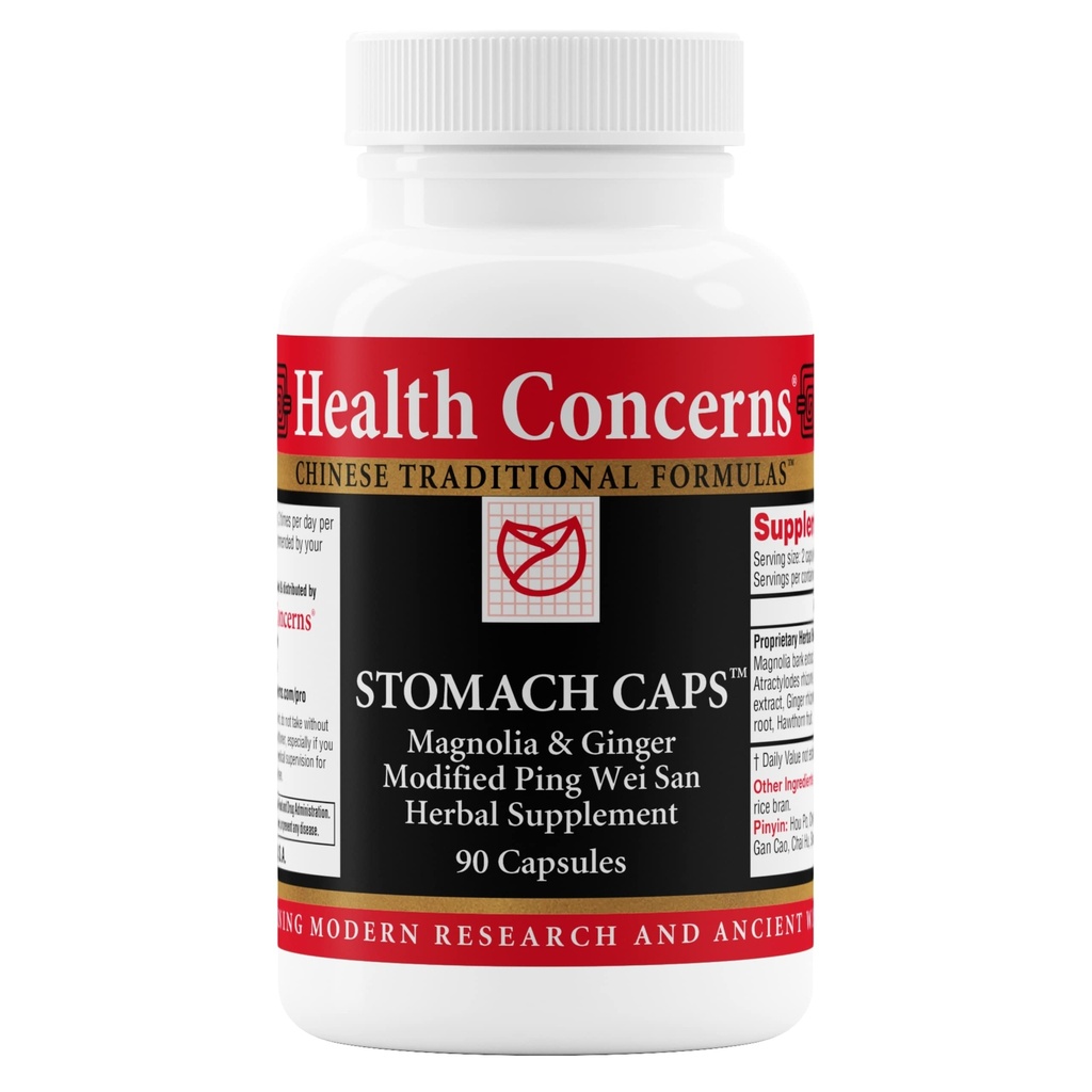 Sanità Preoccupazioni Stomach Caps – Supporto Digestivo & Salute Gut – Bloating & Gas Relief – Ginger & Magnolia Bark Chinese Herbal Supplement for Men & Women – Modified Ping Wei San – 90 Capsule