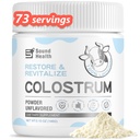 Colostrum Supplement Powder for Humans - Organic Bovine Colostrum Supplemento per Gut Health, Hair Growth, Beauty, and Immune Support - Unflavored (73 Serve)