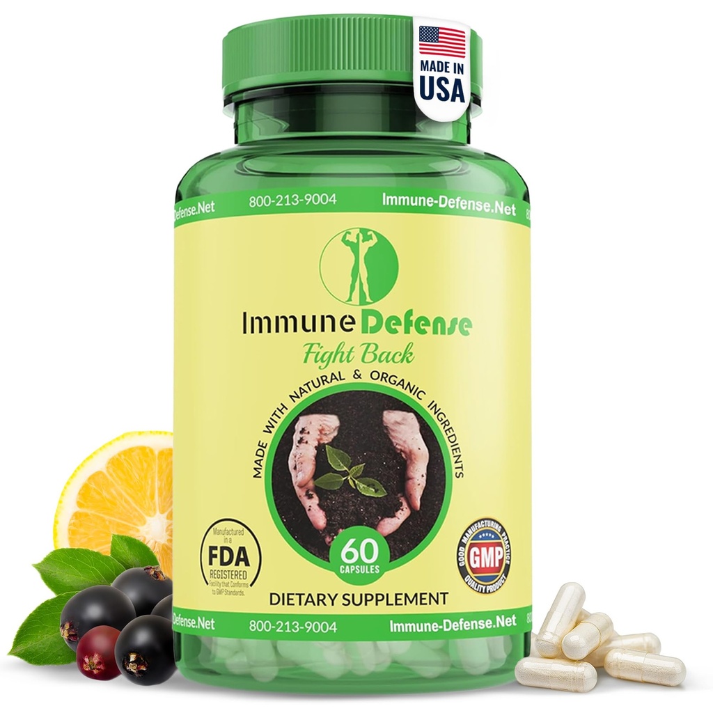Immununterstützungsergänzung - Natural & Organic Immune Boosters für Erwachsene - Immununterstützung mit Vitamin C & Vitamin D, Knoblauch, Ingwer, Zitronen, Elderberry, Selenium & Zink - 60 Kapseln