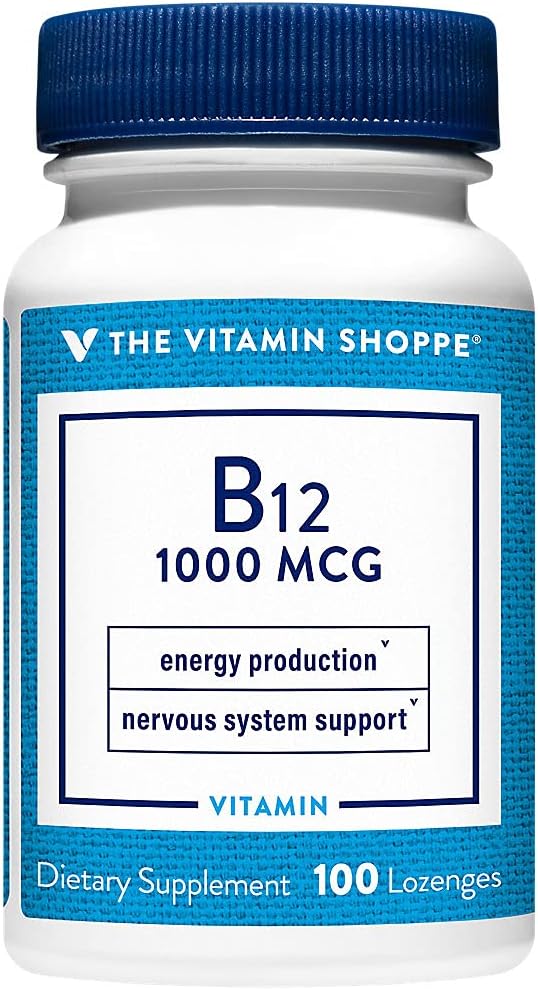 Vitamin Shoppe Vitamin B12 1000mcg - Unterstützt Energieproduktion, Einmal täglich Nahrungsergänzung - Vitamin B-12 (As Cyanocobalamin), Gluten & Molke kostenlos (100 Lozenges)