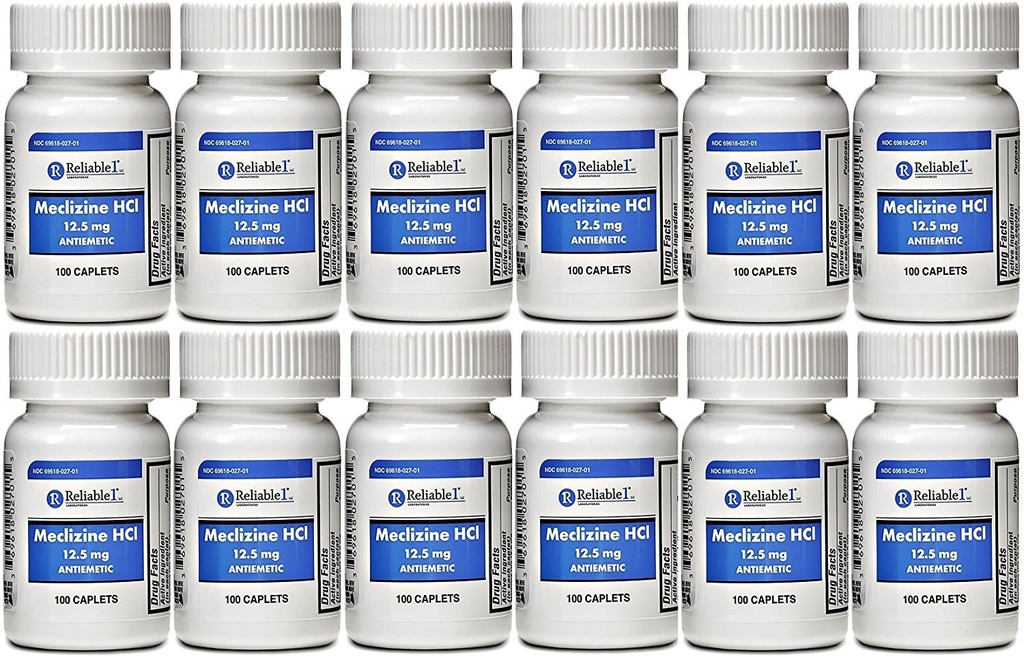 Méclizine 12,5 mg Antiémétique, maladie du mouvement 100 Caplets PACK de 2