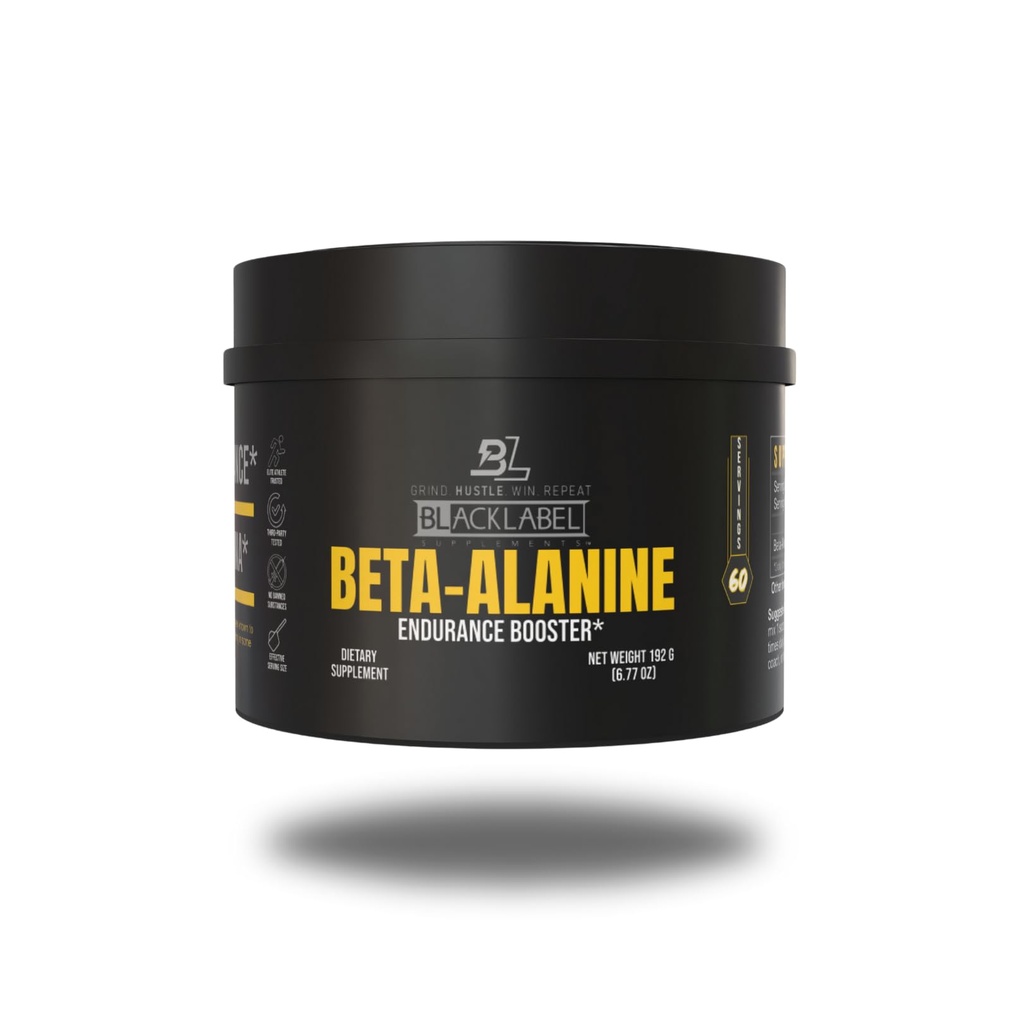 BLACKLABEL ergänzt Beta-Alanin-Pulver, 60 Portionen – Entflammte Aminosäure-Ergänzung für Endurance-Unterstützung, High-Intensity-Training, Sprinting, Crossfit & Sports Performance – Koffeinfrei