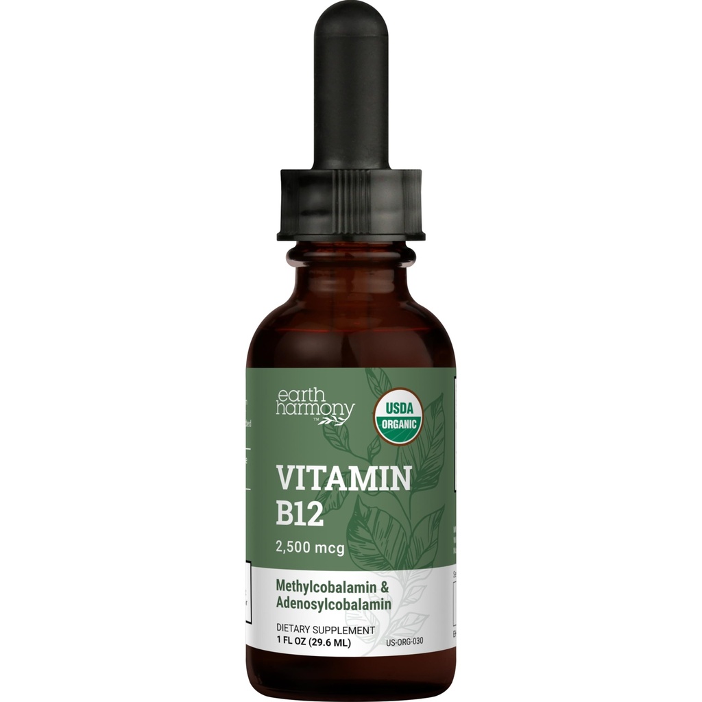 Bio Vegan Vitamin B12 Sublingual Liquid Supplement - 2500mcg Methylcobalamin Tropfen für natürliche Energie, Stoffwechsel Gesundheit und Immunsystem Unterstützung - 1 Fl Oz