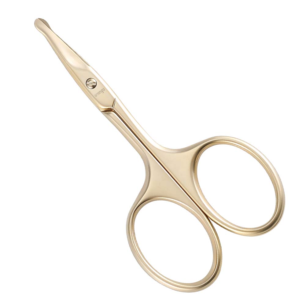 LIVINGO 3.75" Small Safety Facial Nose Hair Scissors, gebogene Klinge mit abgerundeten Spitze Edelstahl für Maniküre Nagel, Augenbraue, trockene Haut (Gold)