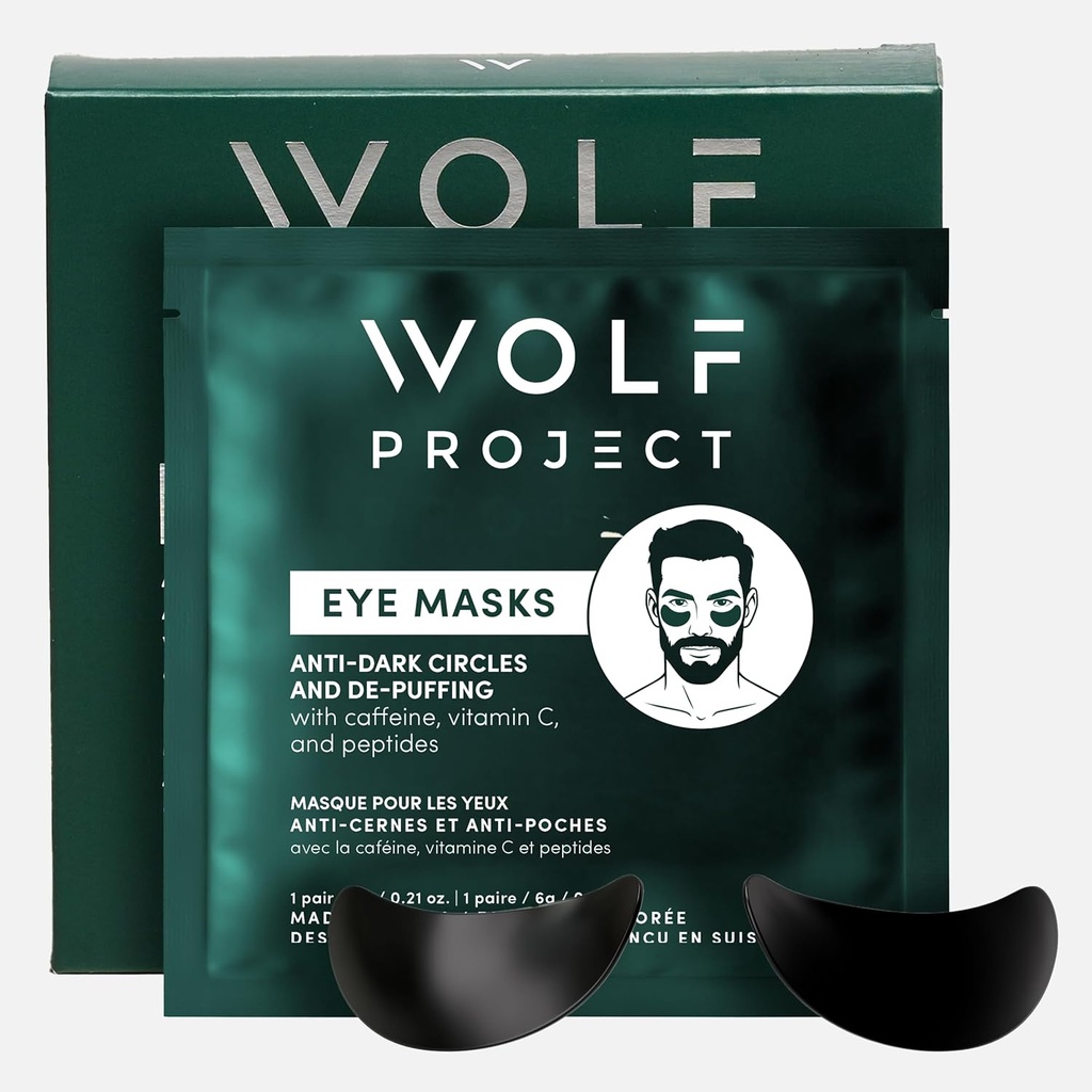 Wolf Project Under Eye Patches (5 Paare) Für Dark Circles, Puffy Eyes und Falten - Mit Koffein, Vitamin C und Peptiden. Unter Augenmasken reduzieren müde Augen und unter Augentaschen