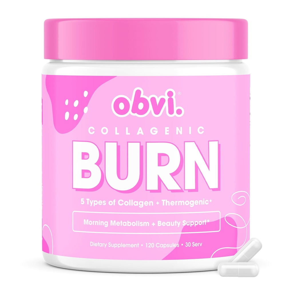 Obvi Collagenic Burn | Collagen Peptide Supplemento con Estratto di tè verde | 30 Serve (120 capsule)