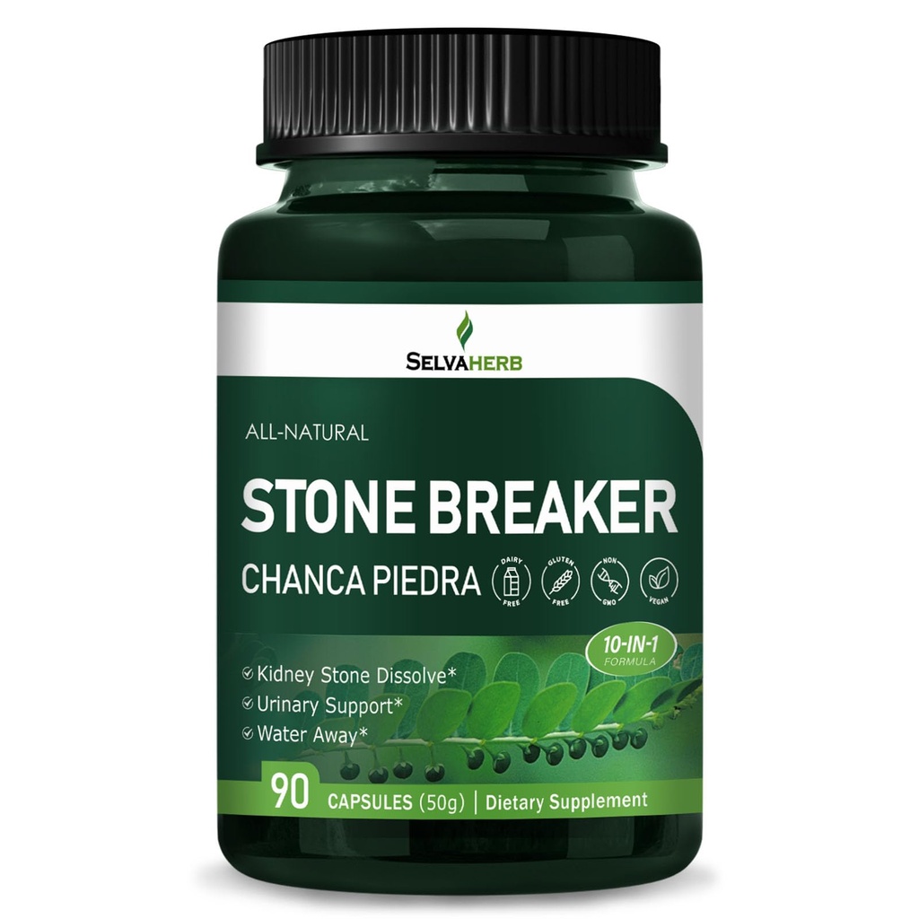 Stone Breaker (Chanca Piedra) Kapseln für Nierenstein lösen, Urinary Support & Wasser Weg Kräuter Ergänzungen w/Horsetail Uva Ursi Goldenrod Dandelion Cat's Claw Extract. 90 Count