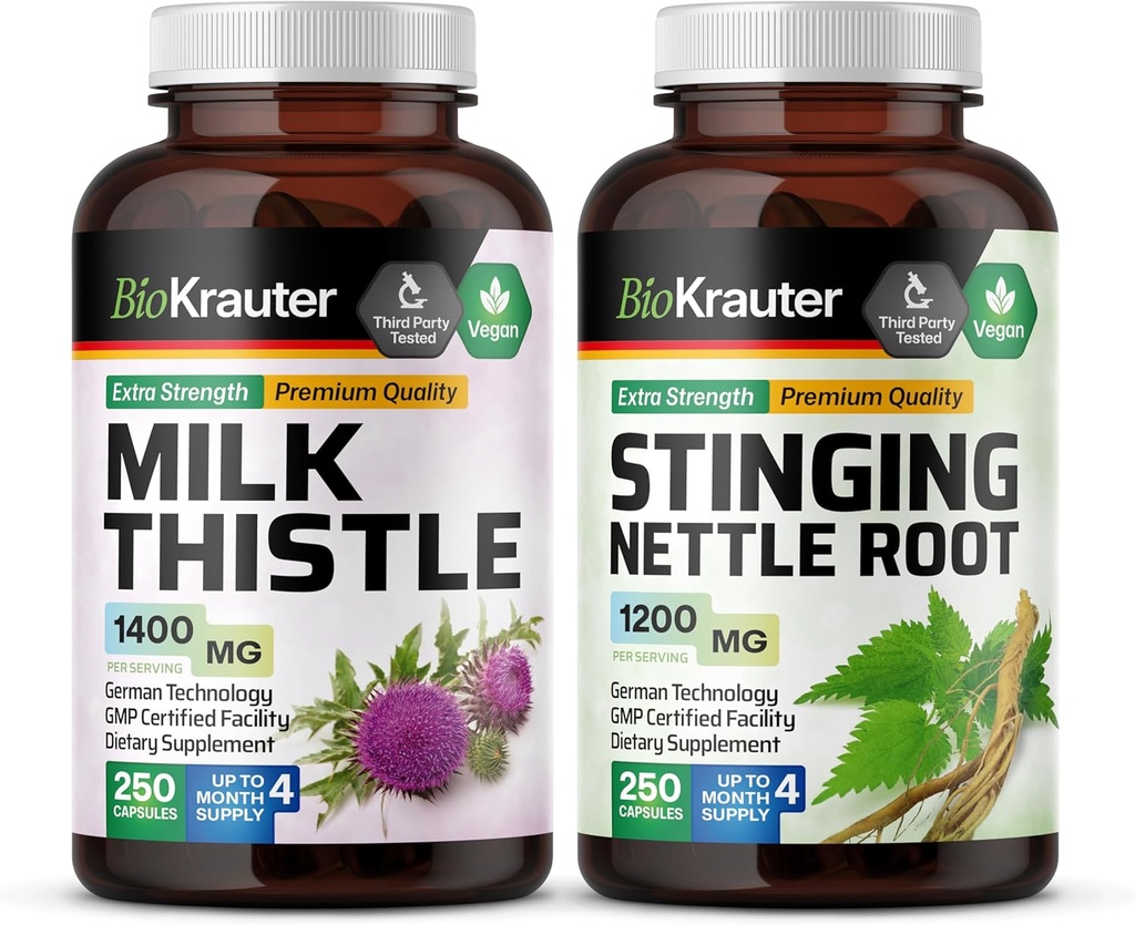BIO KRAUTER Milchdistel 250 Kapseln & Sting Nettle 250 Kapseln