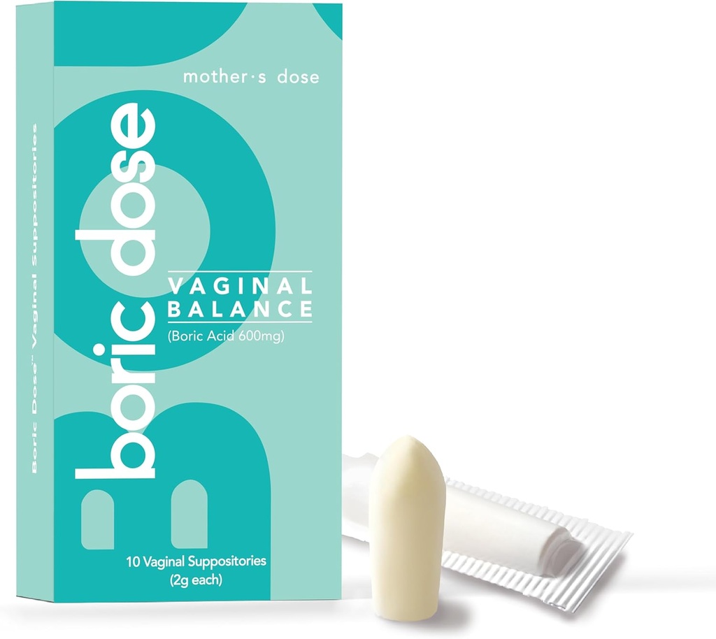 Madri Dose Acido Borico Suppositories - Mantiene e bilancia pH vaginale sano, gestisce l'odore, idrati, e idrata. USA Made con burro di cacao aggiunto e olio di cocco