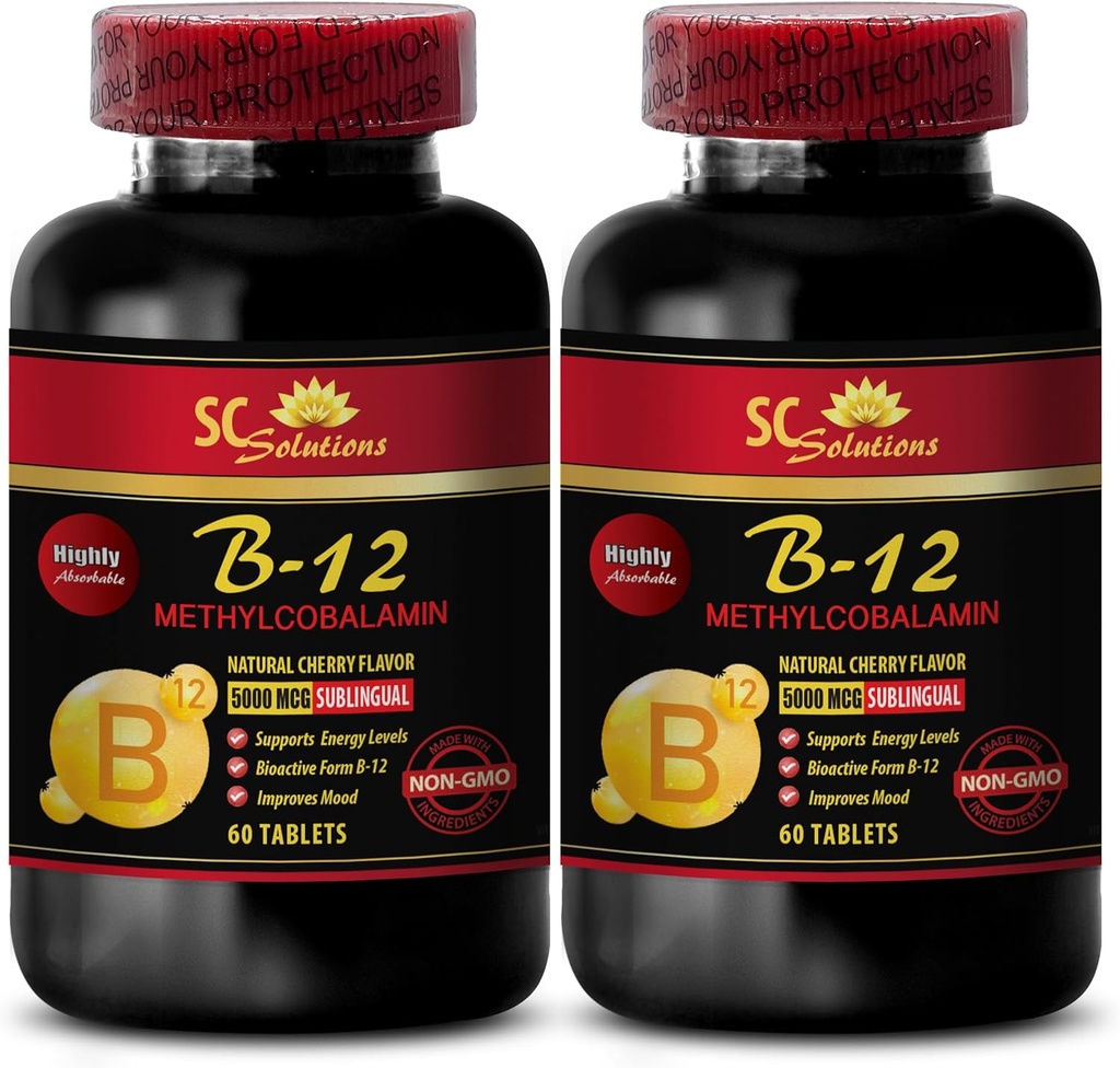 methycobalamin bio - METHYLCOBALAMIN VITAMIN B-12 5000 - Sporternährung Ausdauer & Energie-Ergänzungen, sportliche Leistungsergänzungen, Energiepillen, Gehirn Booster Pillen - 2 Flaschen 120 Tabl