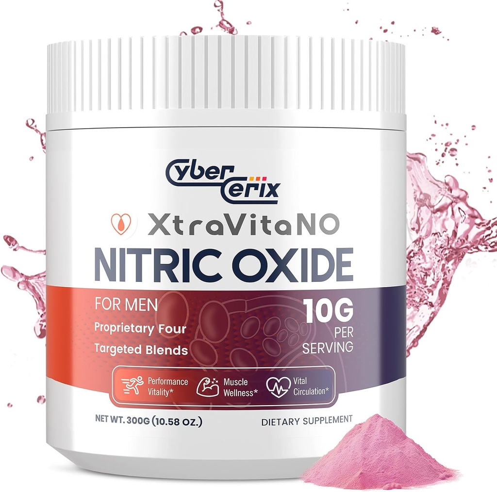 Nitric Oxid Supplement für Männer - extra Stärke Nitric Oxid Booster Pulver für Herz, Zirkulation, Blutfluss, Energie, Ausdauer - 10g pro Servierung, 30 Portionen