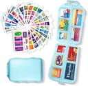 Pill Organizer mit Medizin Etiketten 161 Etiketten Travel Daily Pill Container Mini Medication Organizer Aufbewahrung Pill Organizer Reisen Essentials Pill Case 7 Day (Blau, 1 Pack)