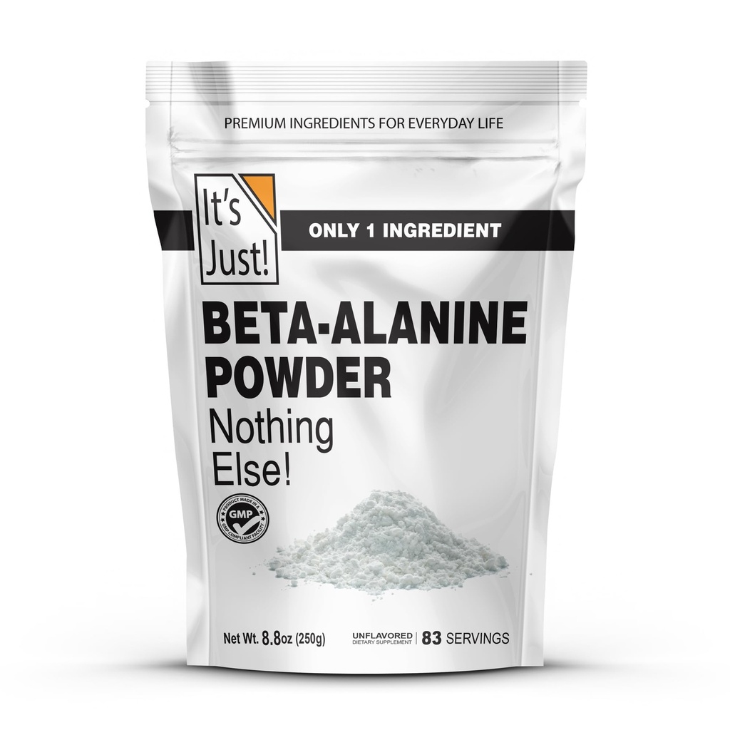 C'est juste ! - Poudre Beta-Alanine, Supplément pré-entraînement, 250g en vrac, non aromatisé, 3000mg par portion (250g / 83 portions)